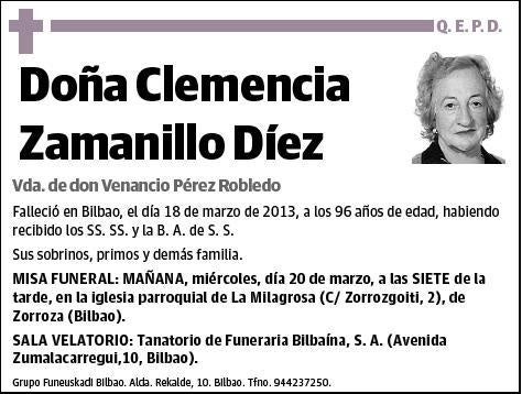 ZAMANILLO DIEZ,CLEMENCIA