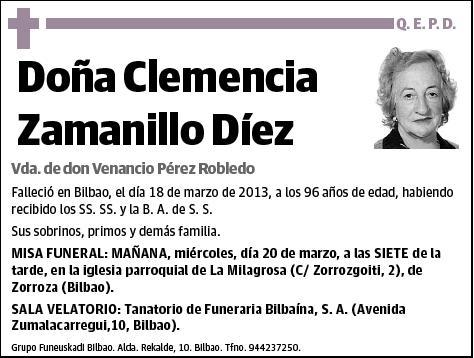 ZAMANILLO DIEZ,CLEMENCIA