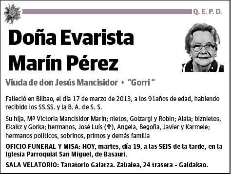 MARIN PEREZ,EVARISTA