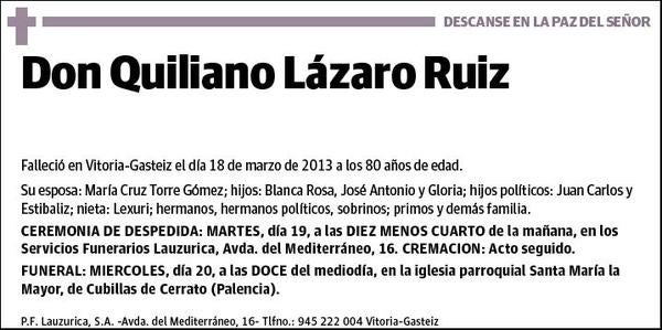 LAZARO RUIZ,QUILIANO