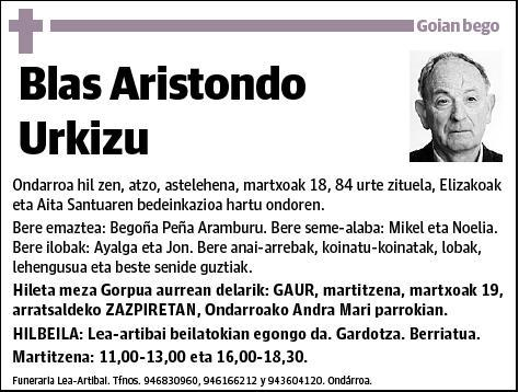 ARISTONDO URKIZU,BLAS