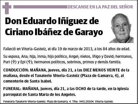 IÑIGUEZ DE CIRIANO IBAÑEZ DE GARAYO,EDUARDO