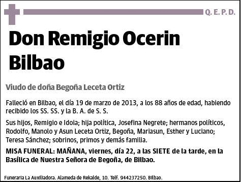 OCERIN BILBAO,REMIGIO