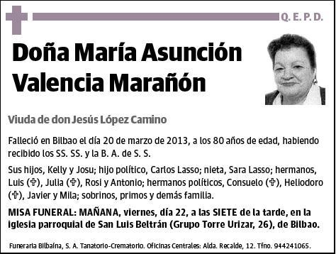 VALENCIA MARAÑON,MARIA ASUNCION