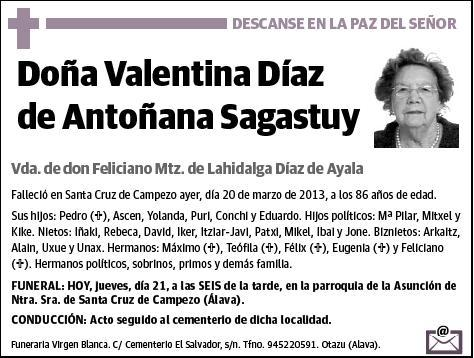 DIAZ DE ANTOÑANA SAGASTUY,VALENTINA