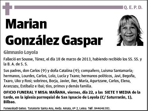 GONZALEZ GASPAR,MARIAN