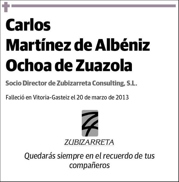 MARTINEZ DE ALBENIZ OCHOA DE ZUAZOLA,CARLOS