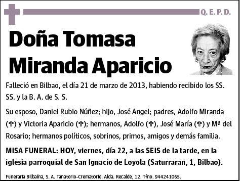 MIRANDA APARICIO,TOMASA