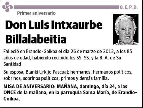 INTXAURBE BILLALABEITIA,LUIS