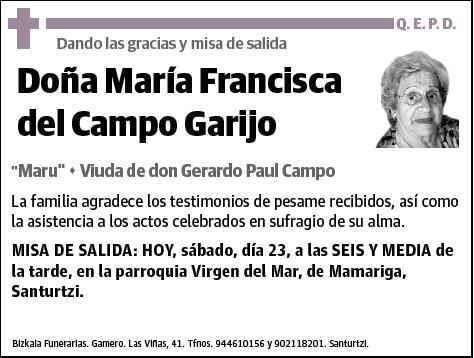 DEL CAMPO GARIJO,MARIA FRANCISCA