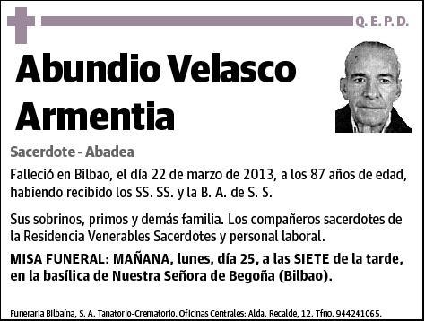 VELASCO ARMENTIA,ABUNDIO