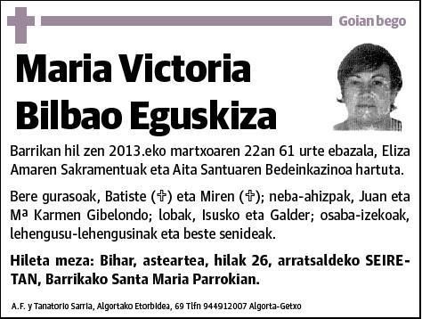 BILBAO EGUSKIZA,MARIA VICTORIA