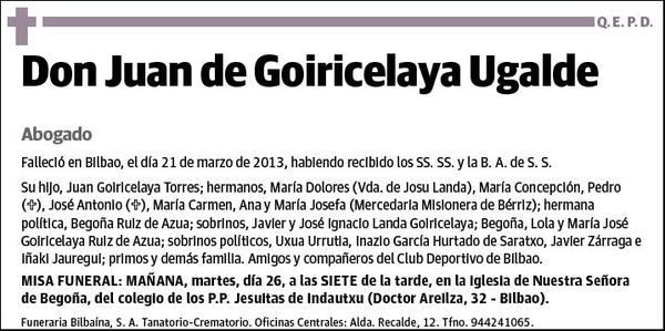 DE GOIRICELAYA UGALDE,JUAN