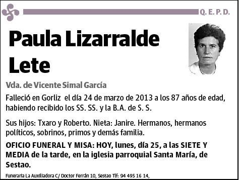 LIZARRALDE LETE,PAULA