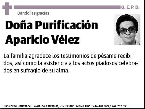 APARICIO VELEZ,PURIFICACION