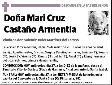CASTAÑO ARMENTIA,MARIA CRUZ