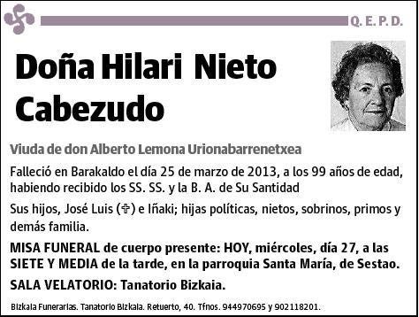 NIETO CABEZUDO,HILARI