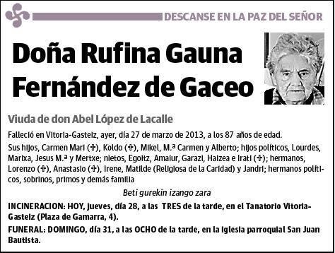 GAUNA FERNANDEZ DE GACEO,RUFINA