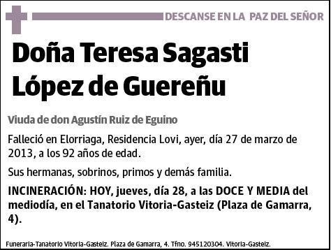 SAGASTI LOPEZ DE GUEREÑU,TERESA