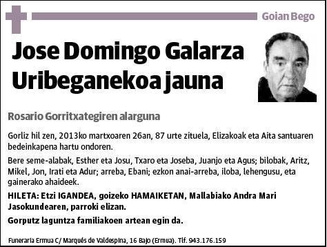 GALARZA URIBEGANEKOA,JOSE DOMINGO