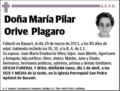 ORIVE PLAGARO,MARIA PILAR