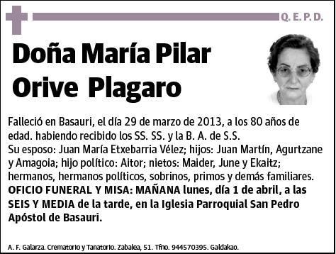 ORIVE PLAGARO,MARIA PILAR