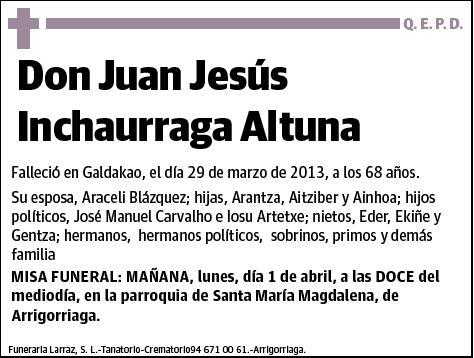 INCHAURRAGA ALTUNA,JUAN JESUS