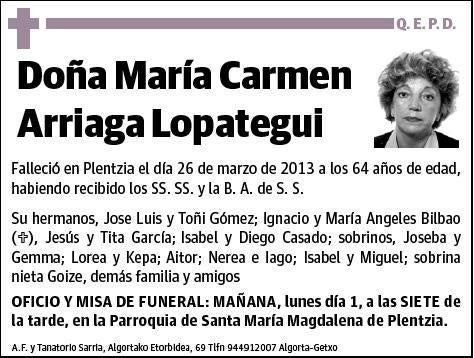 ARRIAGA LOPATEGUI,MARIA CARMEN