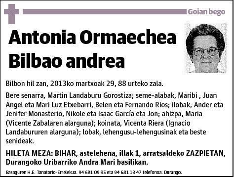 ORMAECHEA BILBAO,ANTONIA