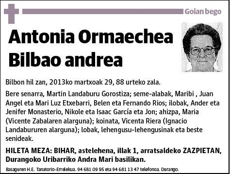 ORMAECHEA BILBAO,ANTONIA