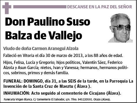 SUSO BALZA DE VALLEJO,PAULINO