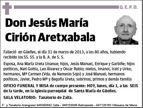 CIRION ARETXABALA,JESUS MARIA