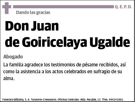 DE GOIRICELAYA UGALDE,JUAN