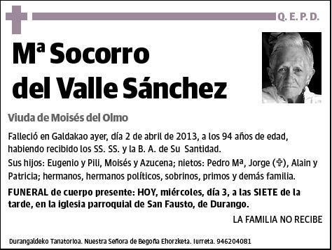 DEL VALLE SANCHEZ,Mª SOCORRO