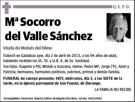 DEL VALLE SANCHEZ,Mª SOCORRO