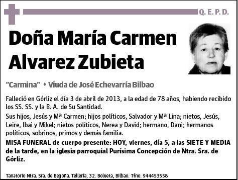 ALVAREZ ZUBIETA,MARIA CARMEN