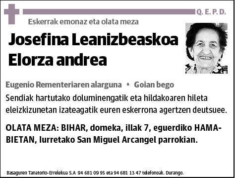 LEANIZBEASKOA ELORZA,JOSEFINA