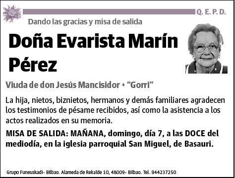 MARIN PEREZ,EVARISTA