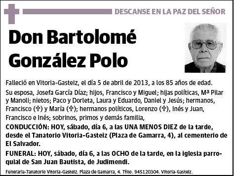 GONZALEZ POLO,BARTOLOME