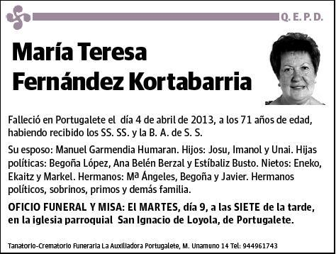 FERNANDEZ KORTABARRIA,MARIA TERESA