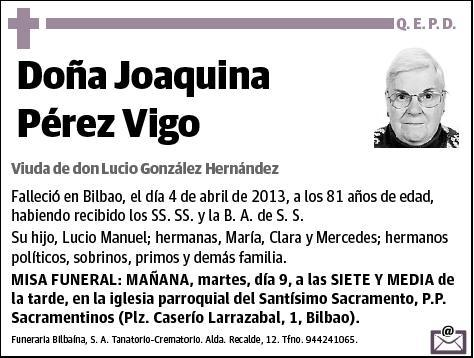 PEREZ VIGO,JOAQUINA