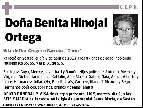 HINOJAL ORTEGA,BENITA