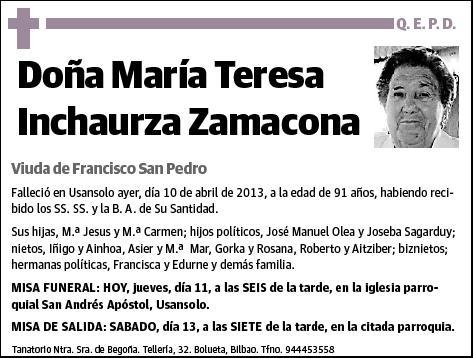 INCHAURZA ZAMACONA,MARIA TERESA