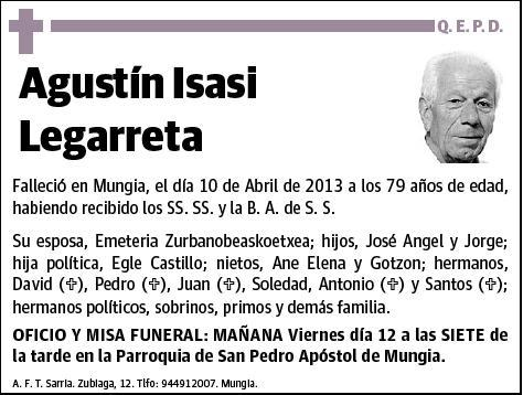 ISASI LEGARRETA,AGUSTIN