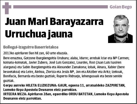 BARAYAZARRA URRUCHUA,JUAN MARI