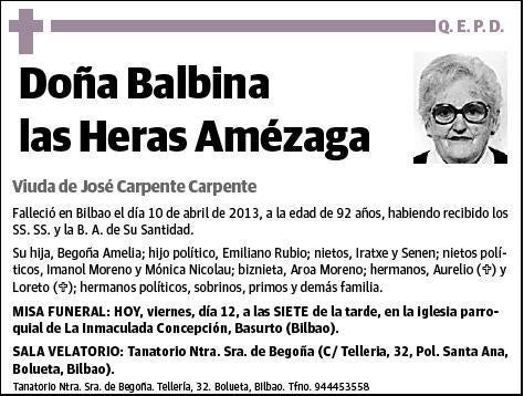 LAS HERAS AMEZAGA,BALBINA