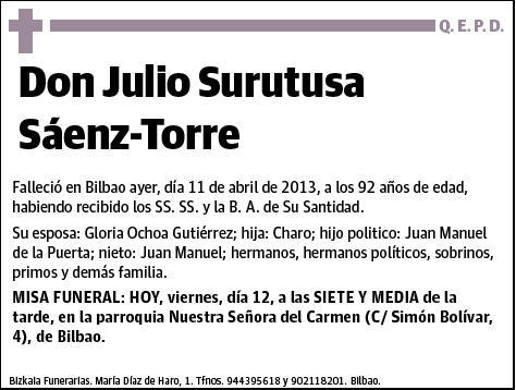 SURUTUSA SAENZ-TORRE,JULIO