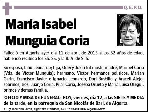 MUNGUIA CORIA,MARIA ISABEL