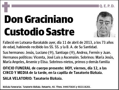 CUSTODIO SASTRE,GRACINIANO