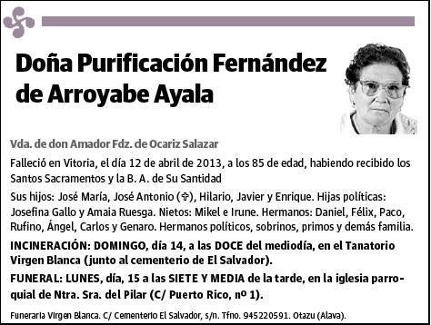 FERNANDEZ DE ARROYABE AYALA,PURIFICACION